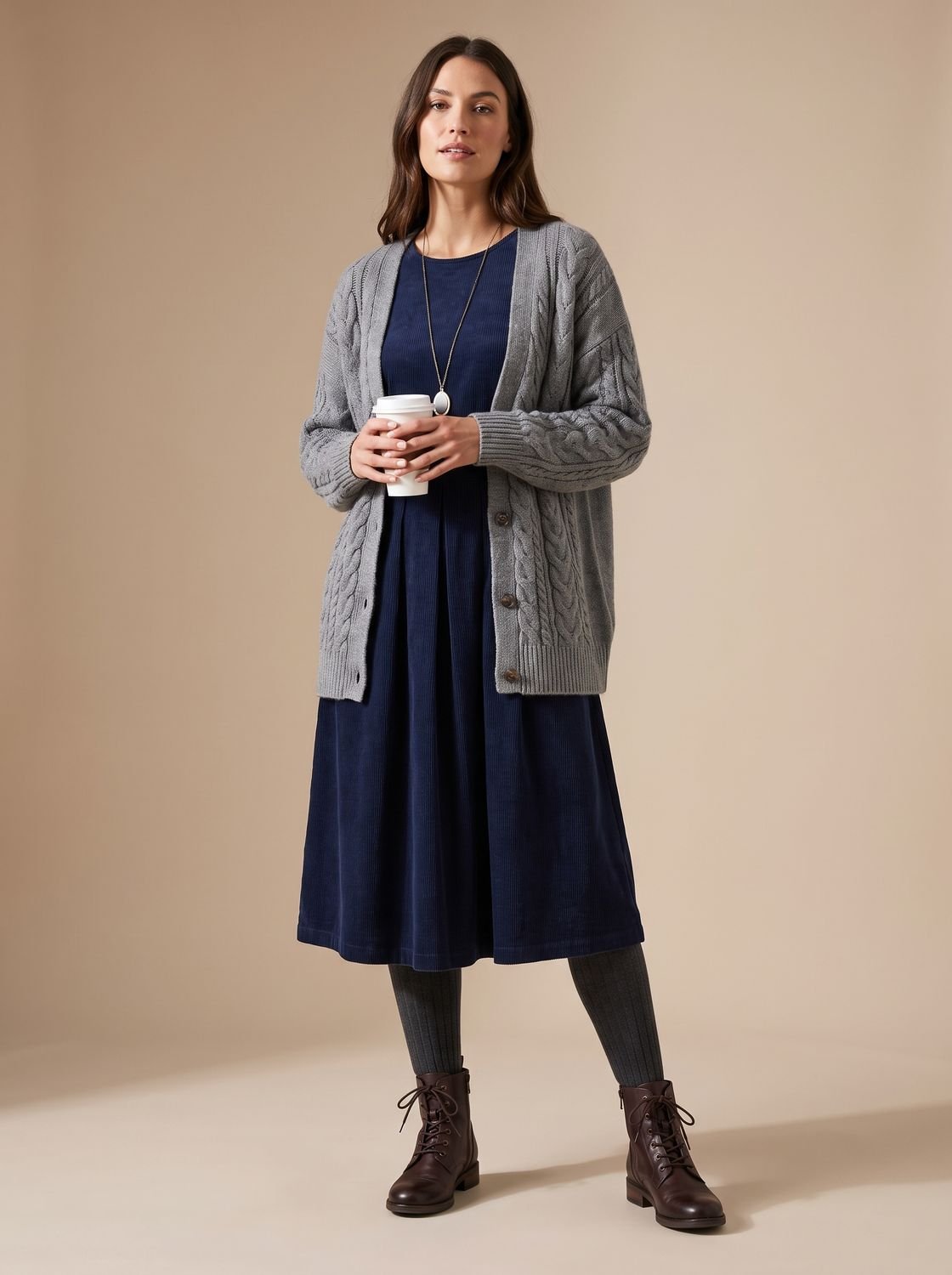 Women's Velvet Dress Long-Sleeve Pleated Midi Swing