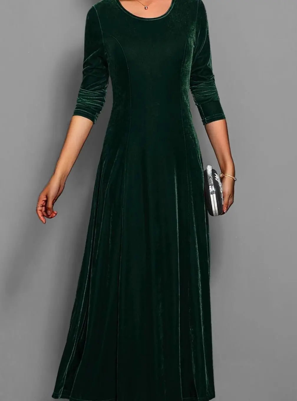 Women's Velvet Long Sleeve Formal Party Dress Maxi