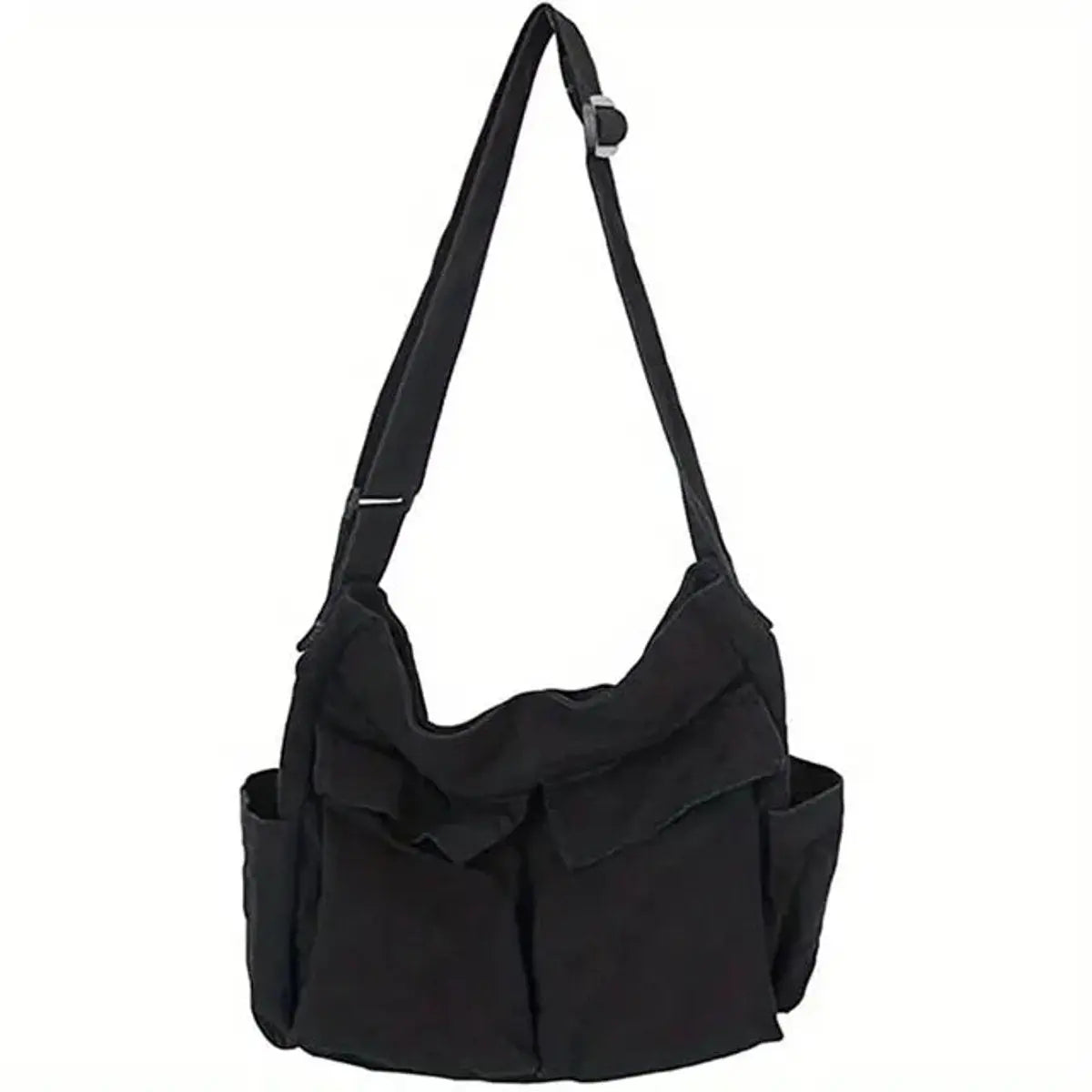 Women's Vintage Multi-Pocket Canvas Tote Bag Crossbody Shoulder Bag - Black