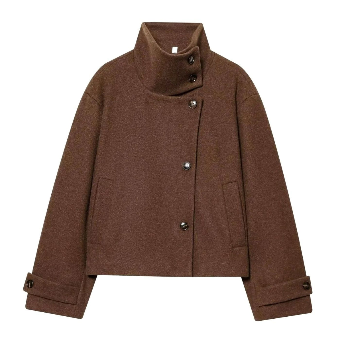 Women's Vintage Wool Blend Stand Collar Short Coat