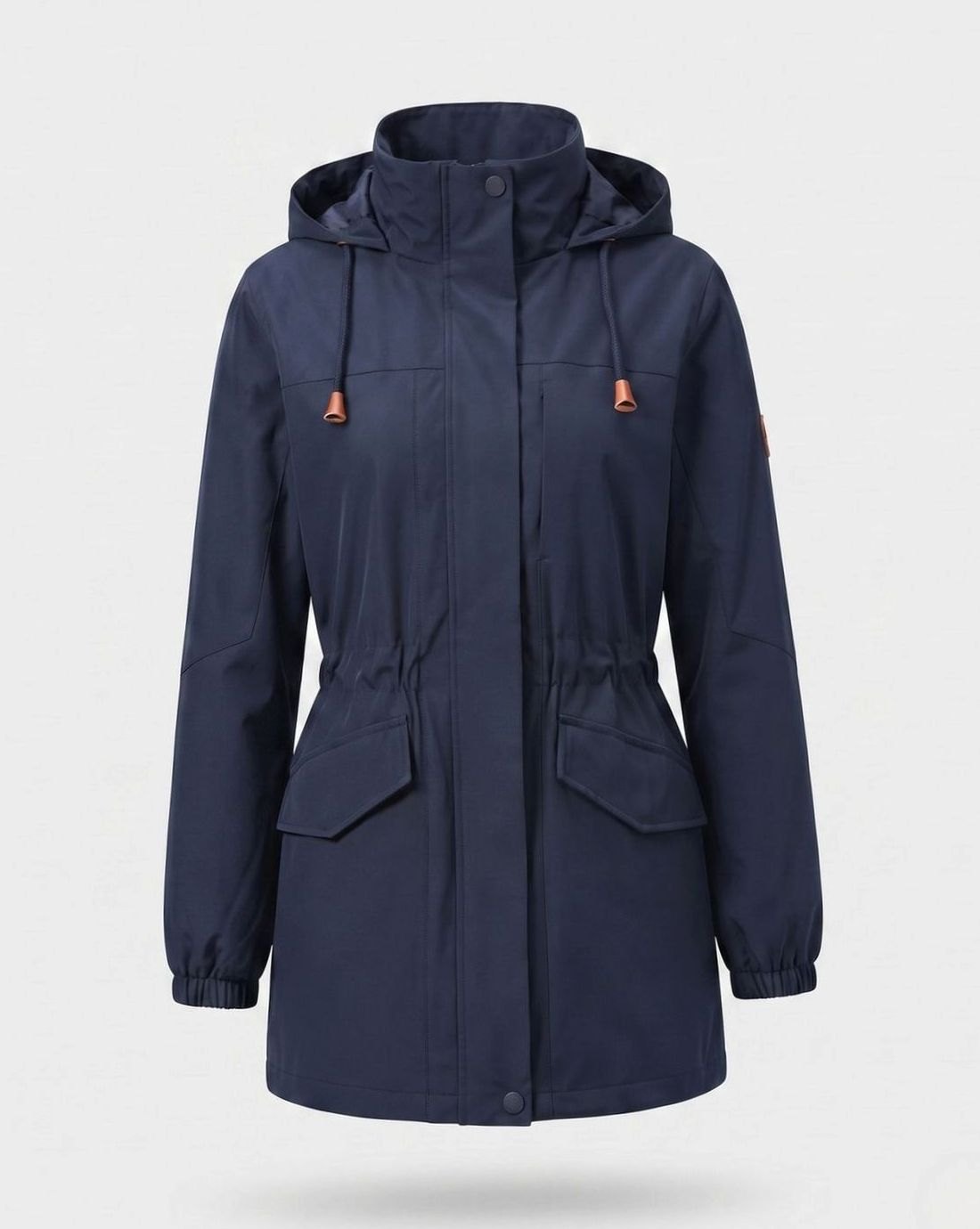 Women's Water-Repellent Hooded Longline Parka Drawstring Waist - Women's Dark Blue