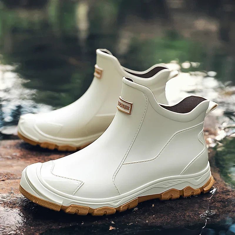 Women's Waterproof Boots Ankle Wellington Rain - Beige