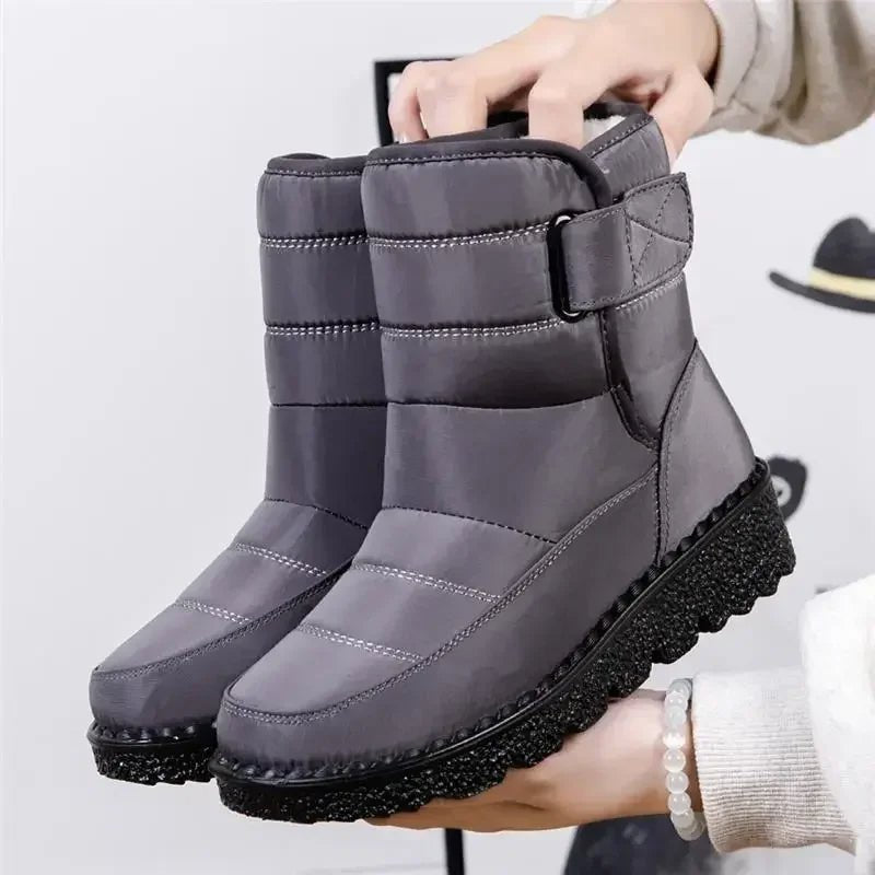 Women's Waterproof Boots Quilted Winter Ankle - Gray