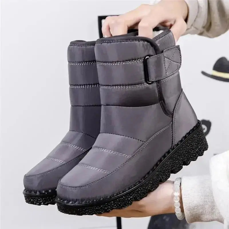 Women's Waterproof Boots Quilted Winter Ankle - Gray