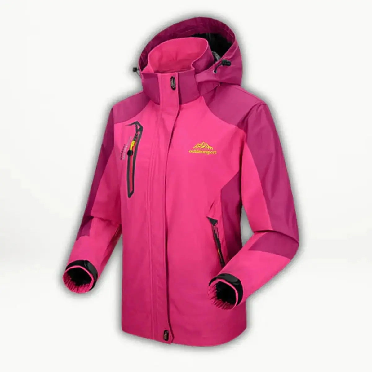 Women's Waterproof Hooded Outdoor Quilted Jacket - Light Red