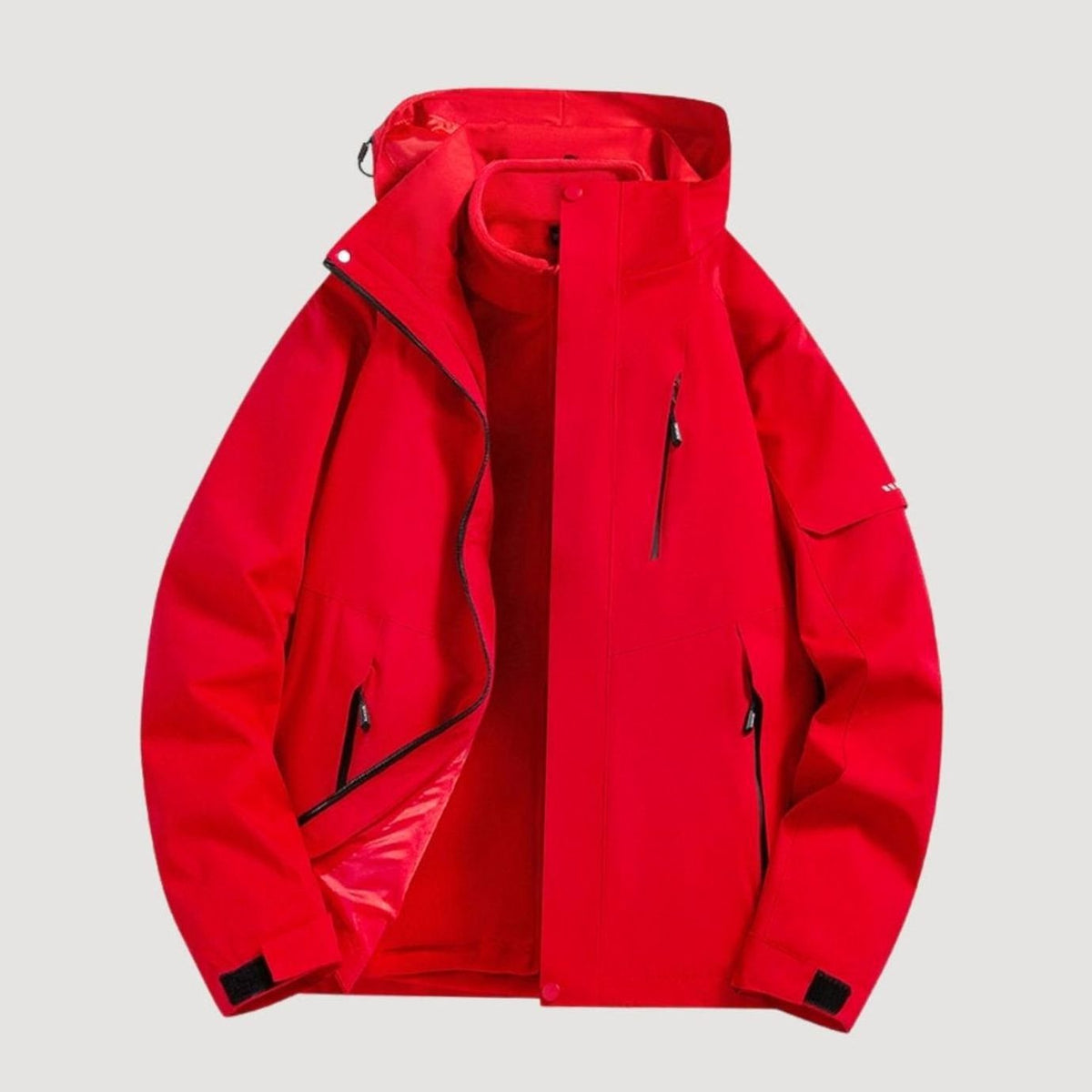 Women's Waterproof Hooded Relaxed-Fit Winter Jacket Fleece-Lined Collar - Red