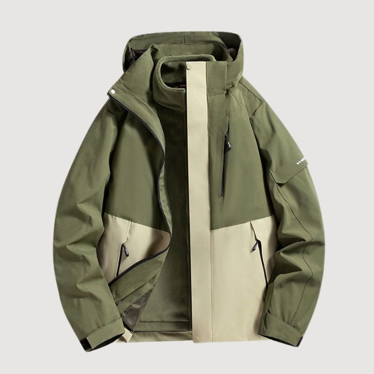 Women's Waterproof Hooded Relaxed-Fit Winter Jacket Fleece-Lined Collar - Dark Green