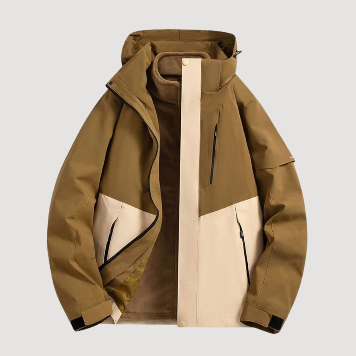 Women's Waterproof Hooded Relaxed-Fit Winter Jacket Fleece-Lined Collar - Brown