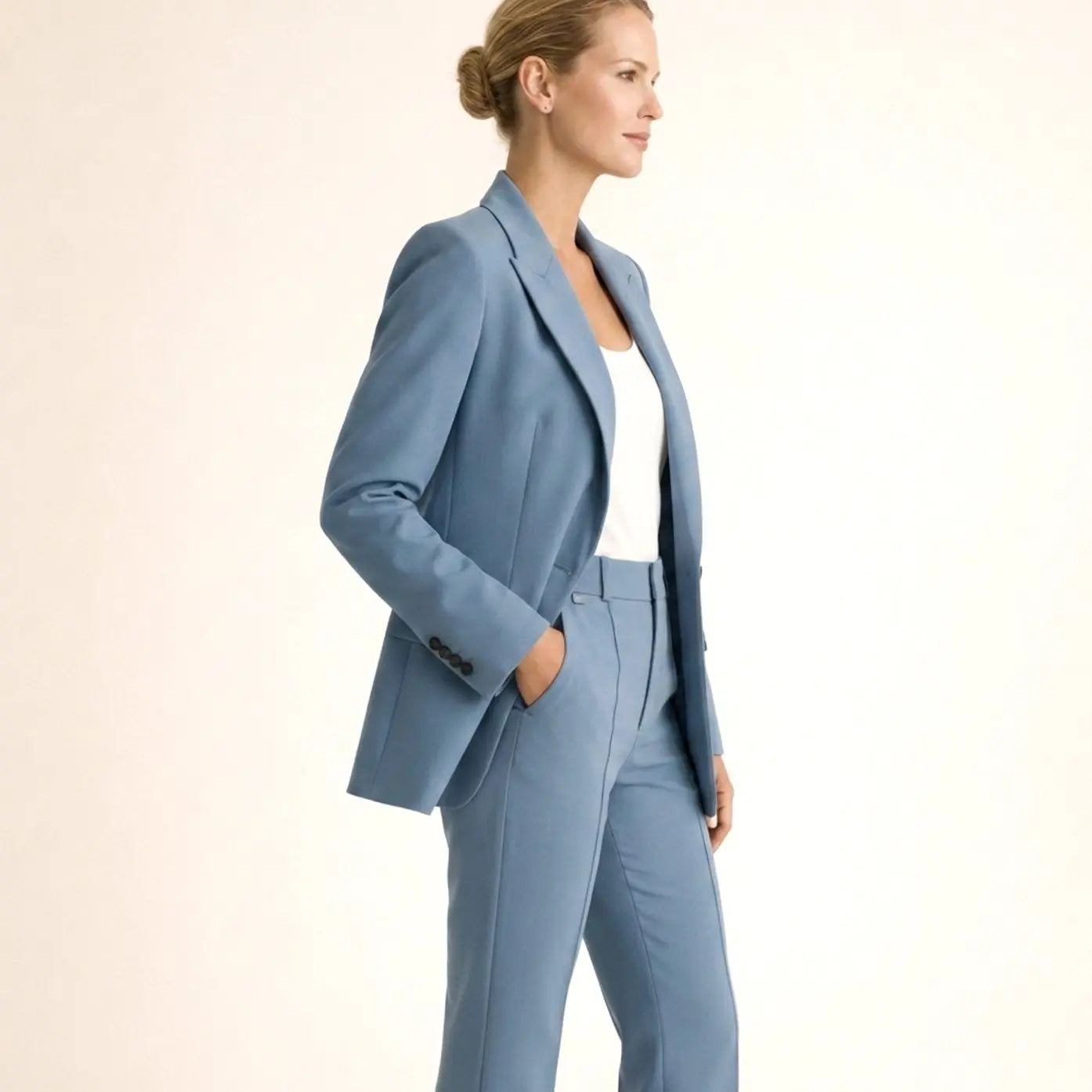 Women's Wide-Leg Tailored Blazer Trouser Suit Set