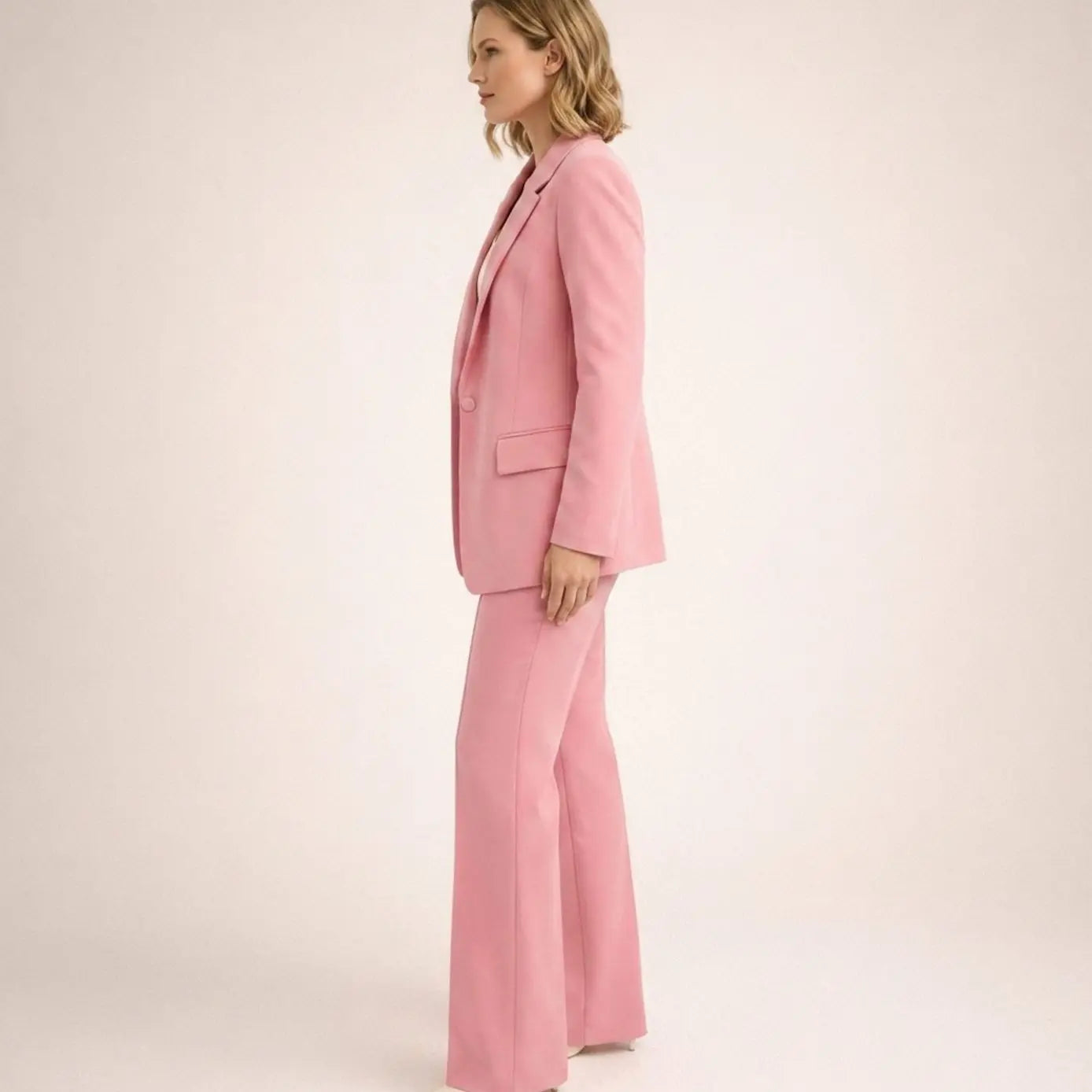 Women's Wide-Leg Tailored Blazer Trouser Suit Set