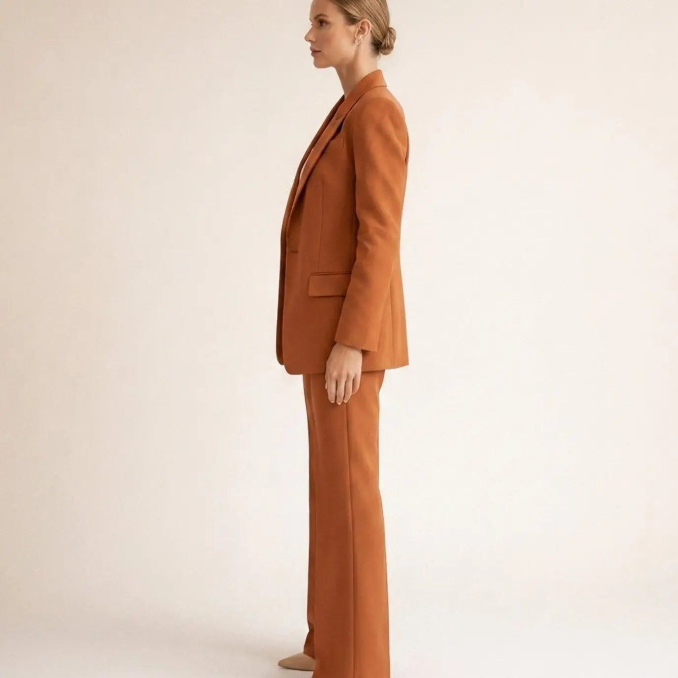Women's Wide-Leg Tailored Blazer Trouser Suit Set