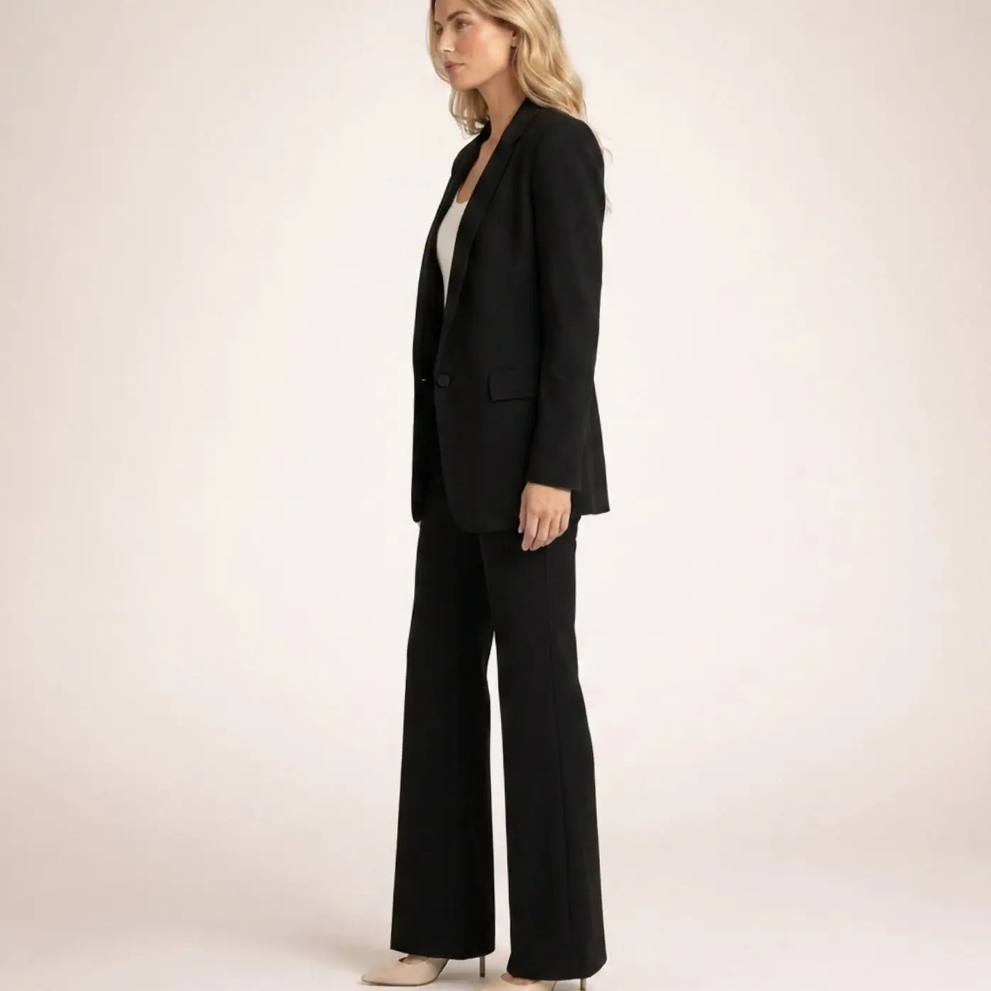 Women's Wide-Leg Tailored Blazer Trouser Suit Set