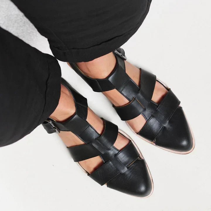 Women's Woven Flat Sandals Buckle Strap