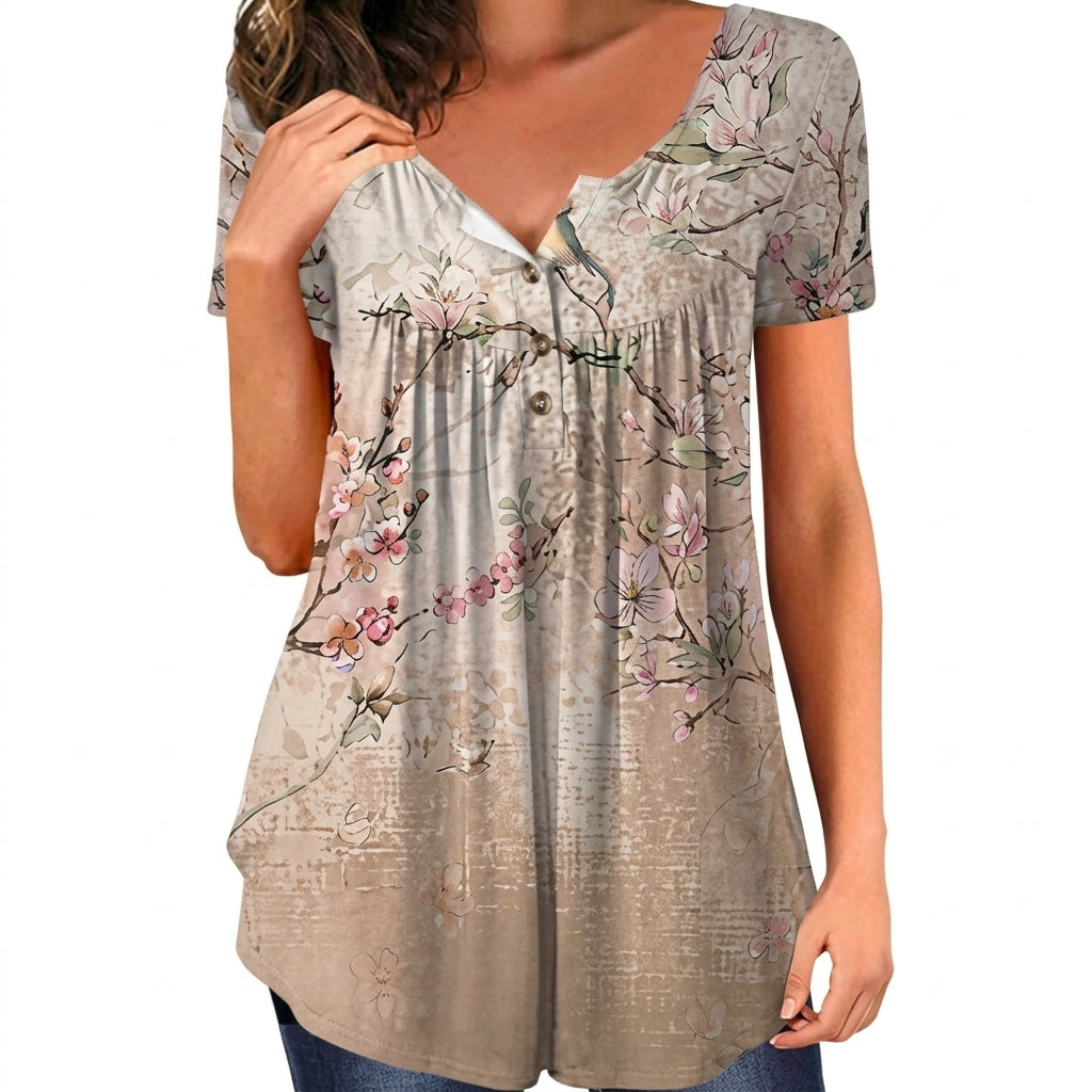 Rosie | Women's Relaxed Mandala-Print 3/4 Sleeve Swing Tunic with Tights & Boots