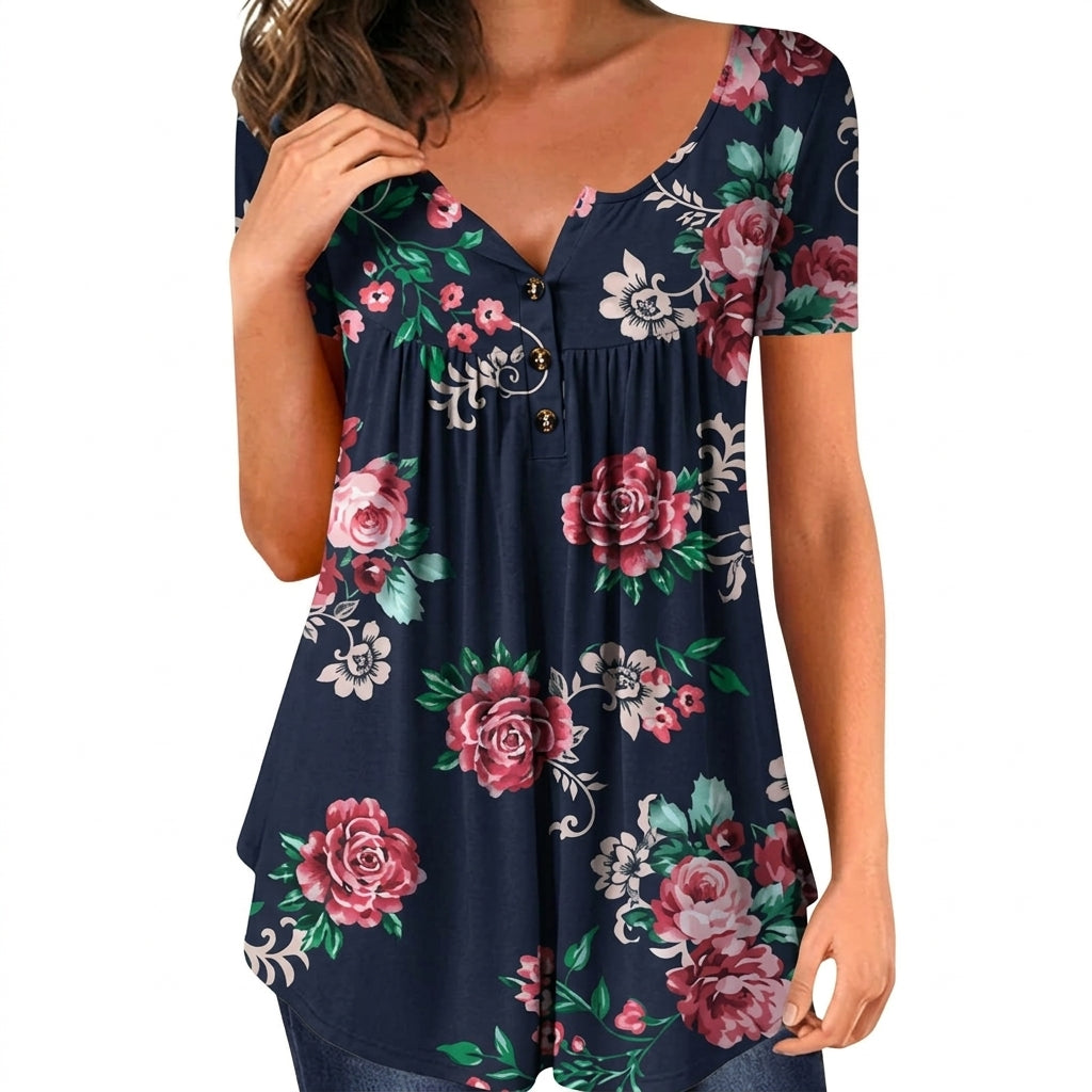 Rosie | Women's Relaxed Mandala-Print 3/4 Sleeve Swing Tunic with Tights & Boots