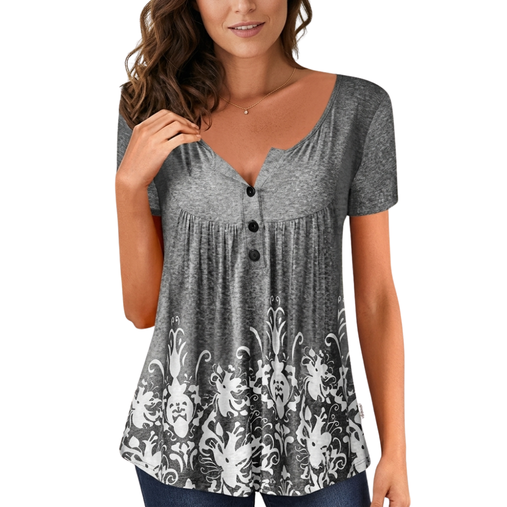 Rosie | Women's Relaxed Mandala-Print 3/4 Sleeve Swing Tunic with Tights & Boots