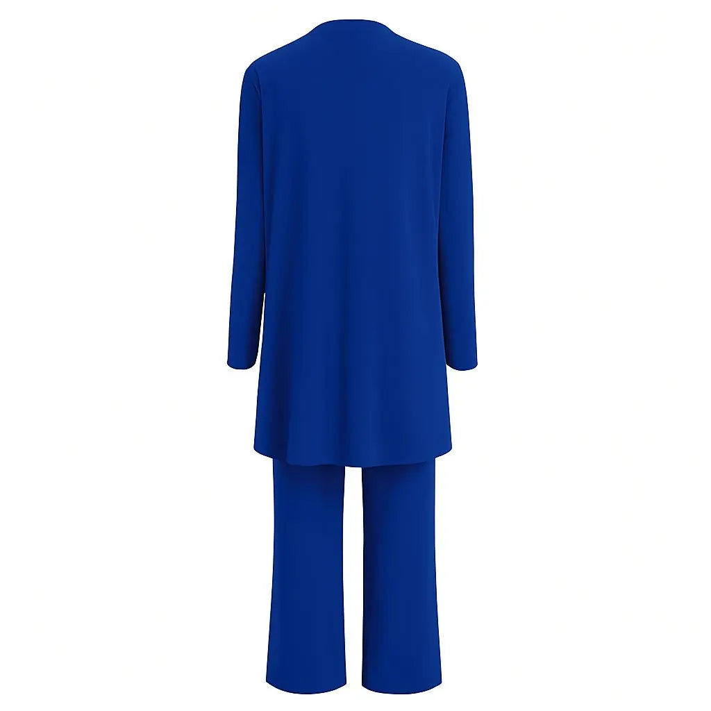 3-Piece Co-ord Set Wide Leg Trousers Longline Jacket Top