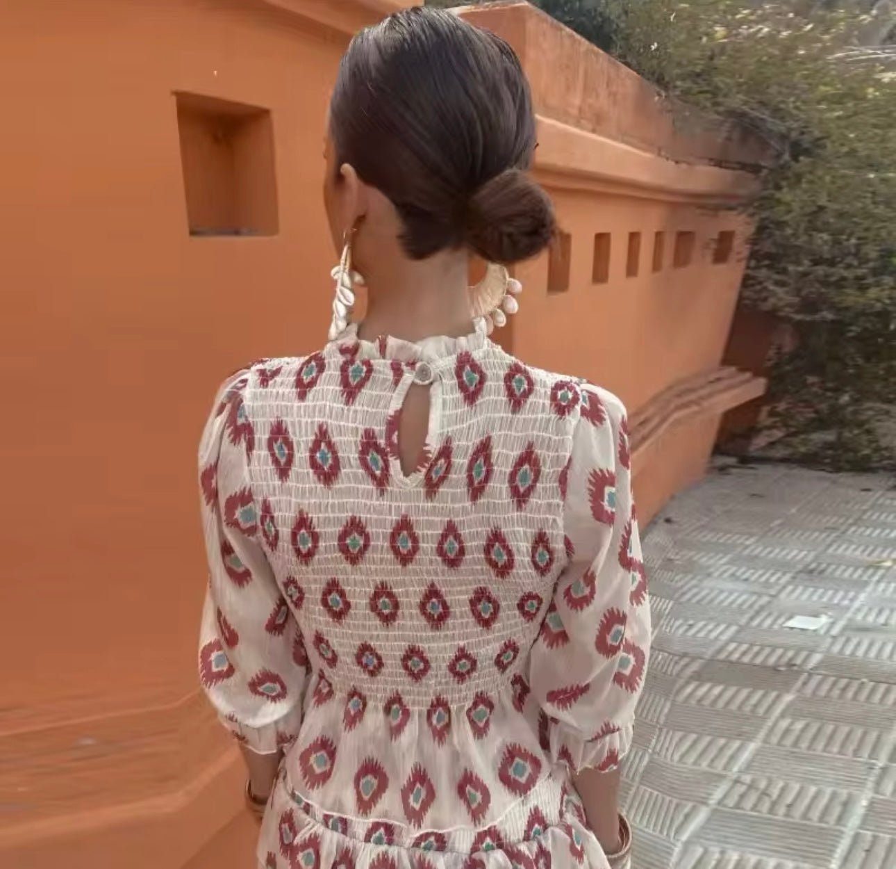 A-Line Ruffle Dress High Neck Vintage Inspired