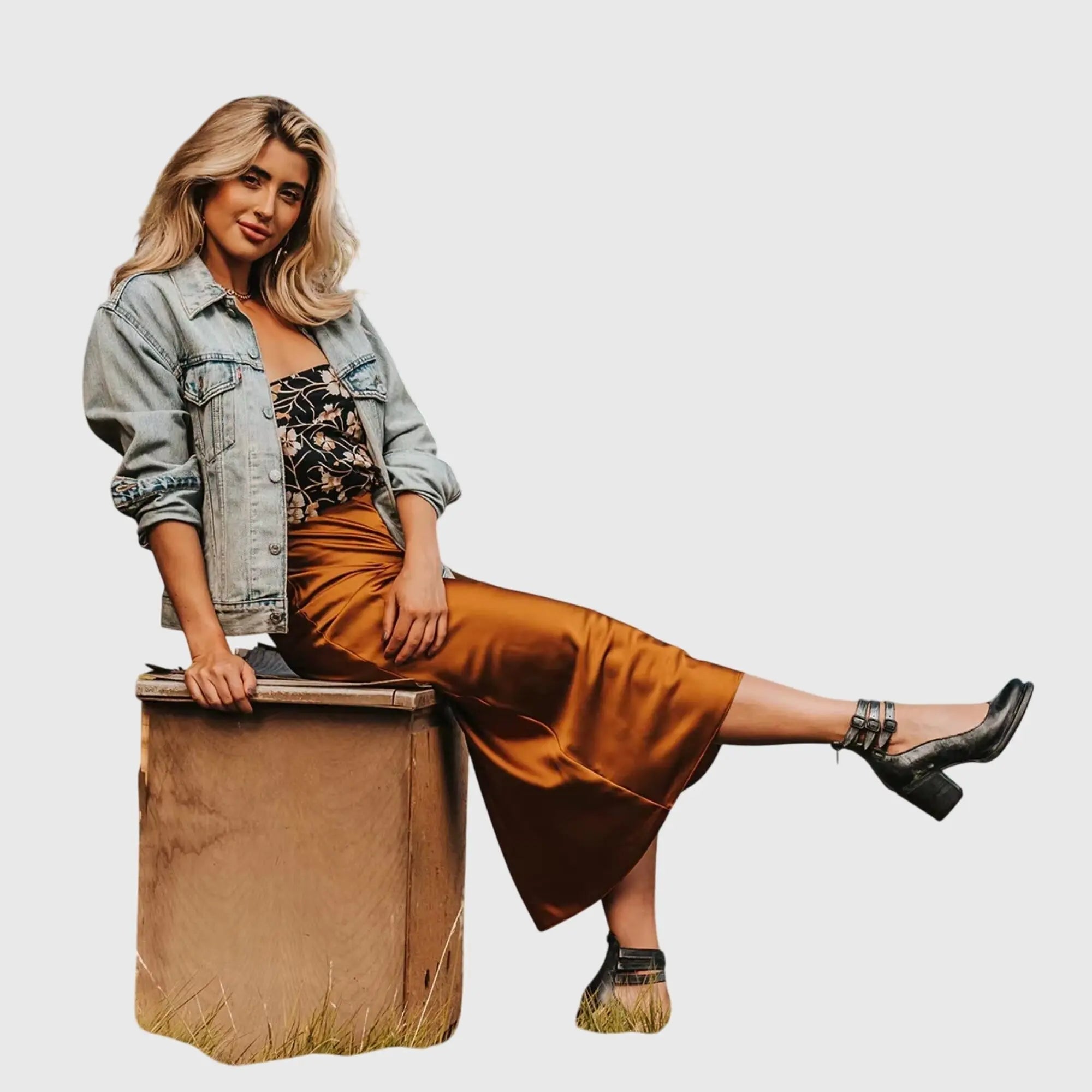 Ankle Boots Block Heel Strappy Buckle Brown Leather