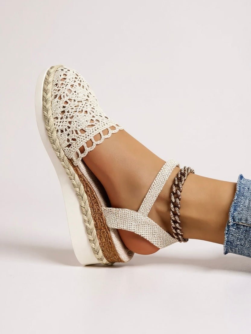 Boho Crochet Platform Sandals Woven Ankle Strap