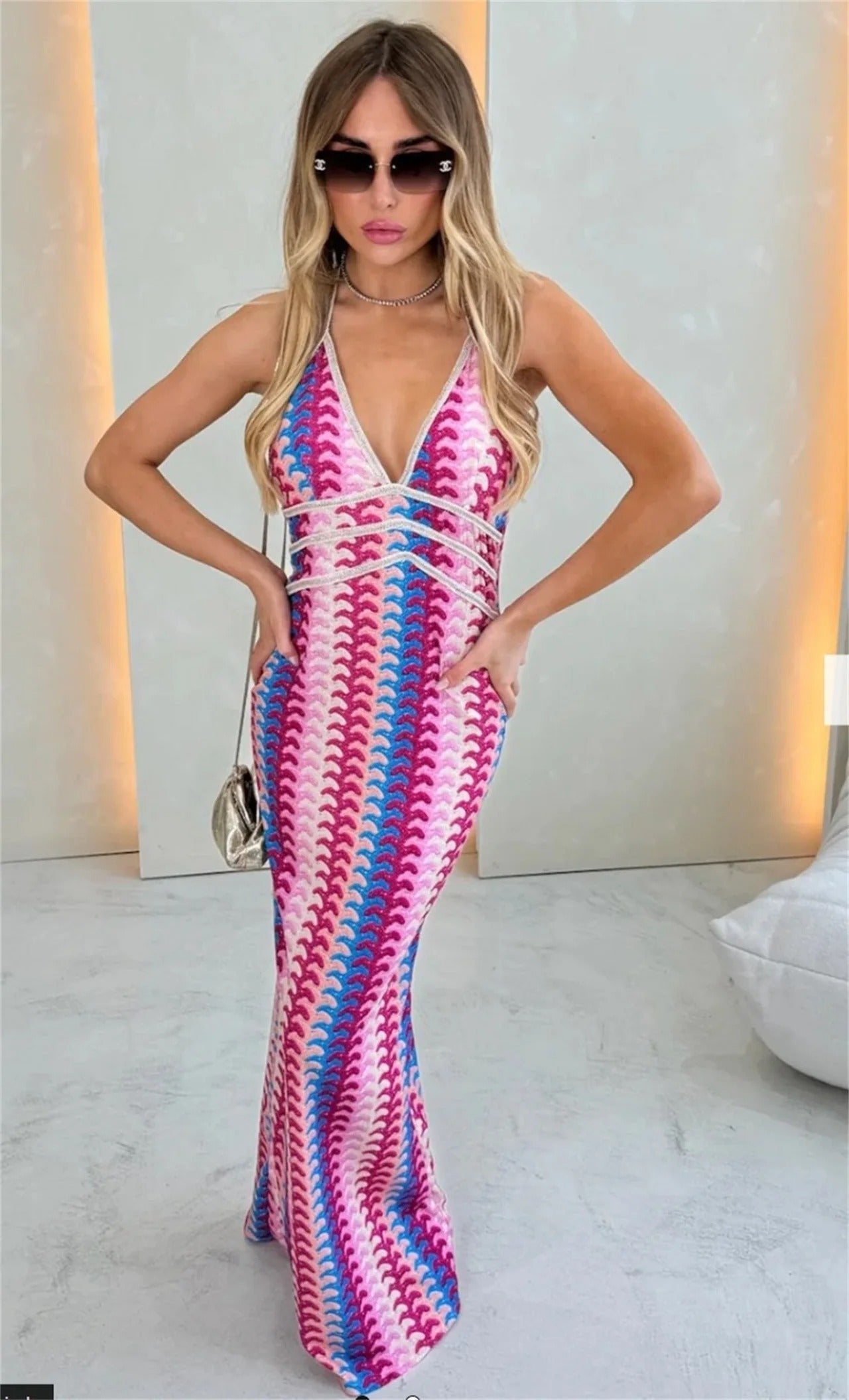 Boho Maxi Dress Crochet Halterneck Beach Wedding