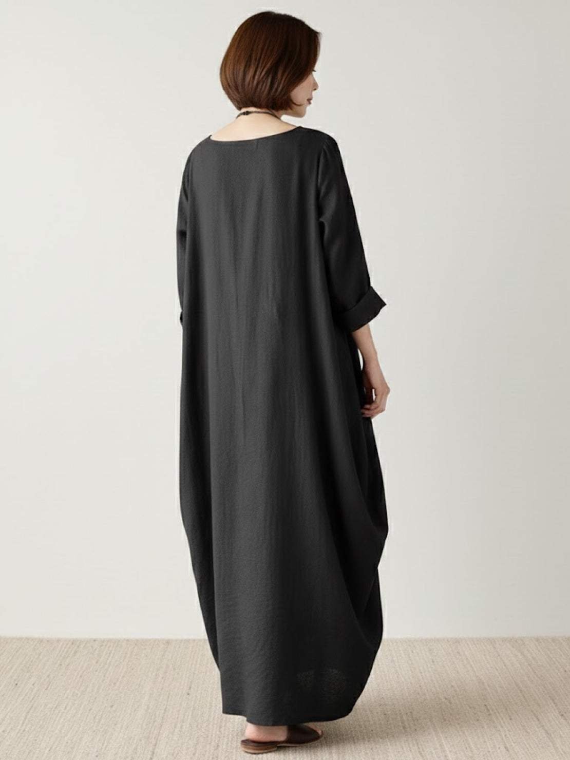 Boho Maxi Dress Oversized Batwing Sleeves