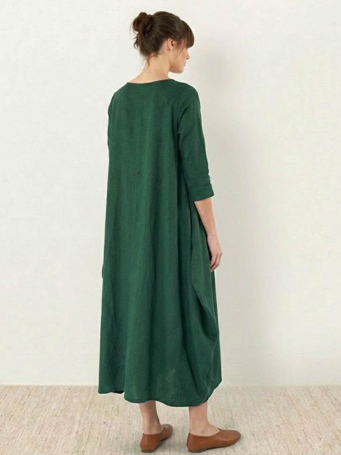 Boho Maxi Dress Oversized Batwing Sleeves