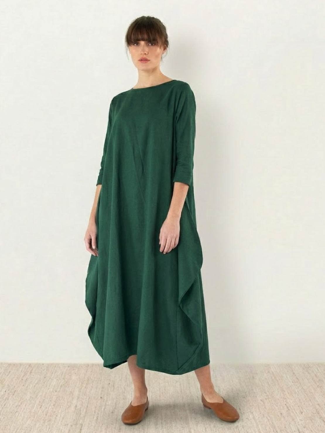 Boho Maxi Dress Oversized Batwing Sleeves