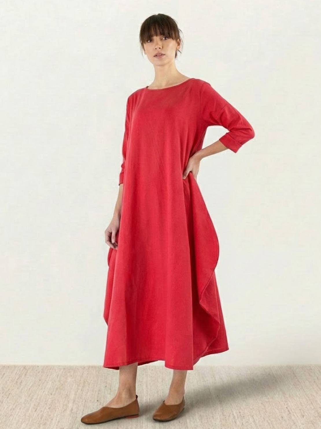 Boho Maxi Dress Oversized Batwing Sleeves