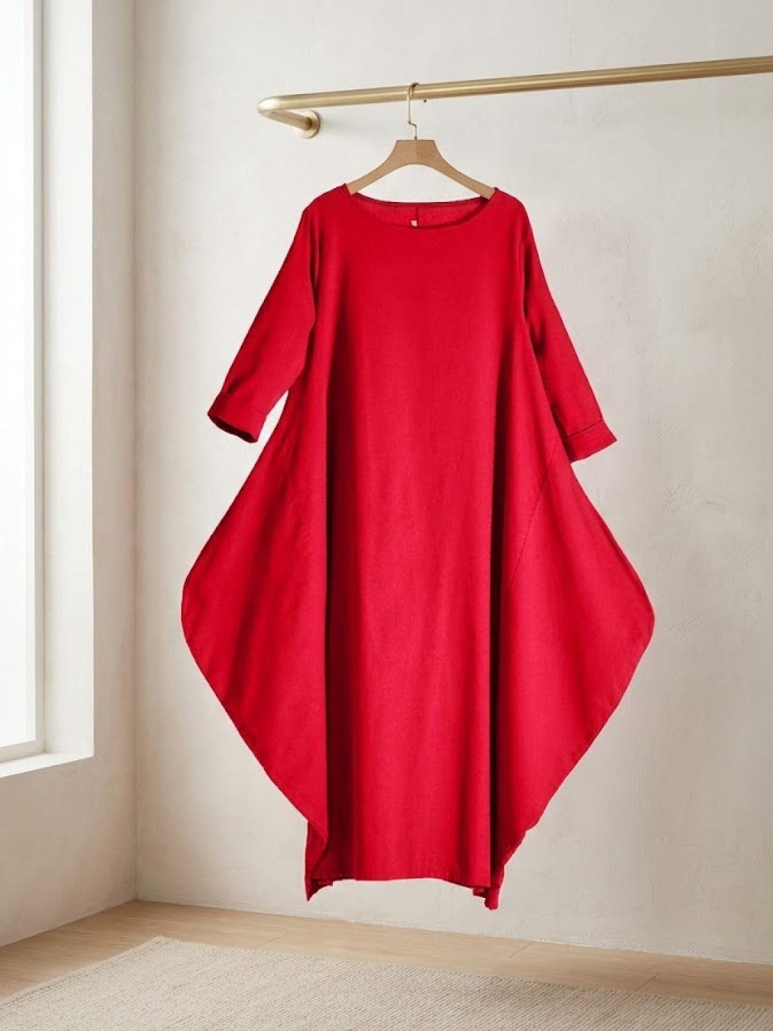 Boho Maxi Dress Oversized Batwing Sleeves
