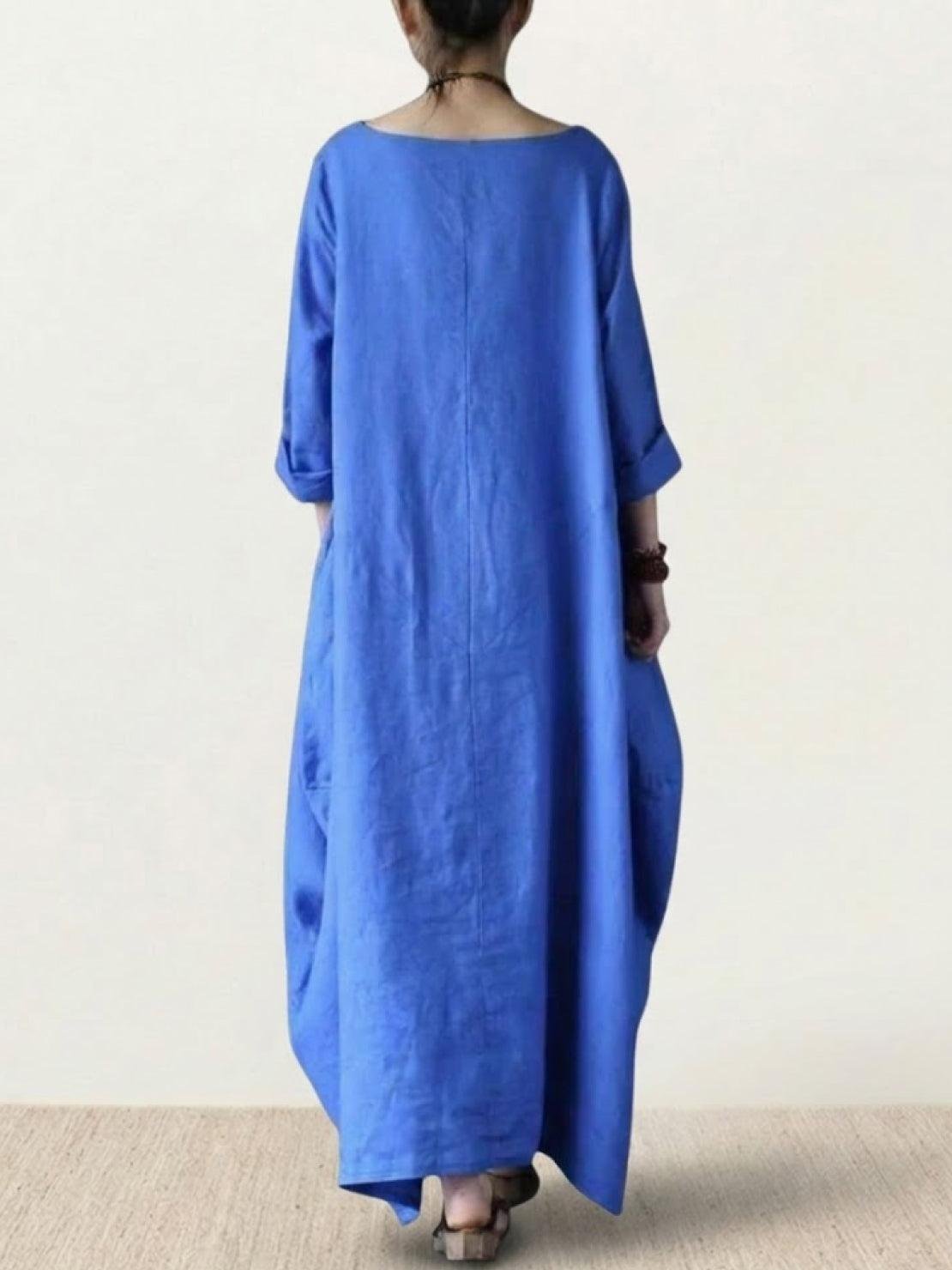Boho Maxi Dress Oversized Batwing Sleeves