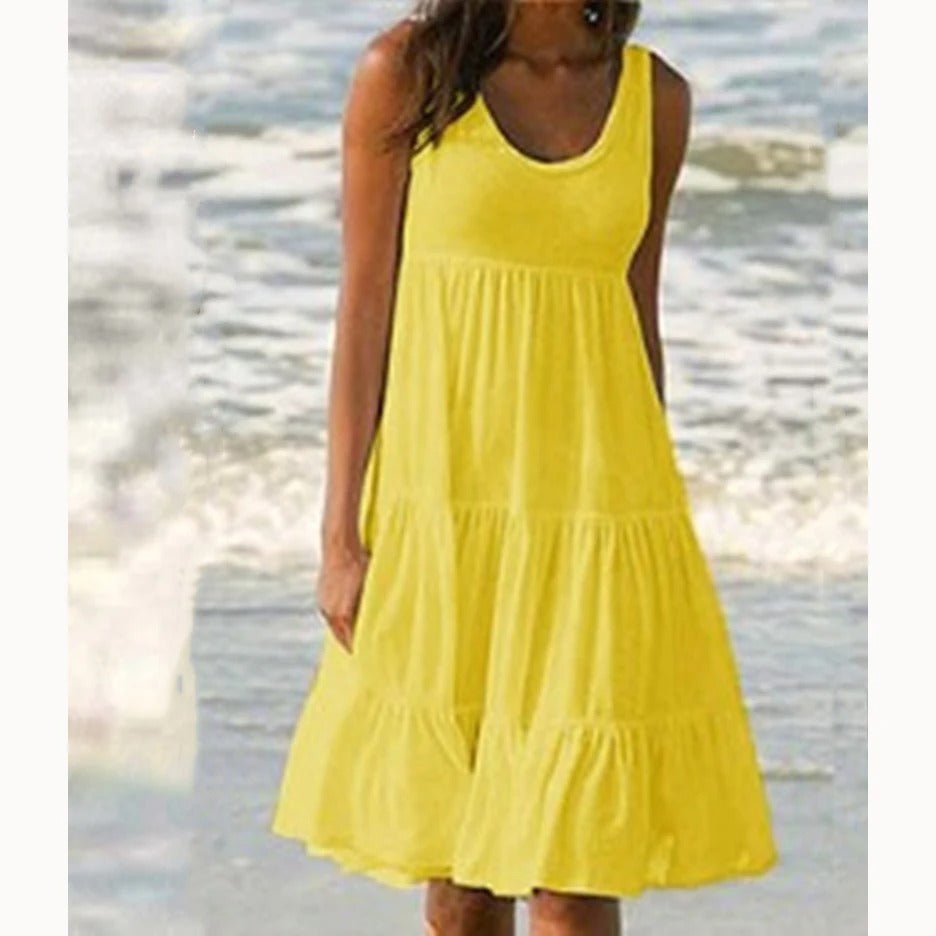 Boho Sleeveless Tiered Midi Dress Summer