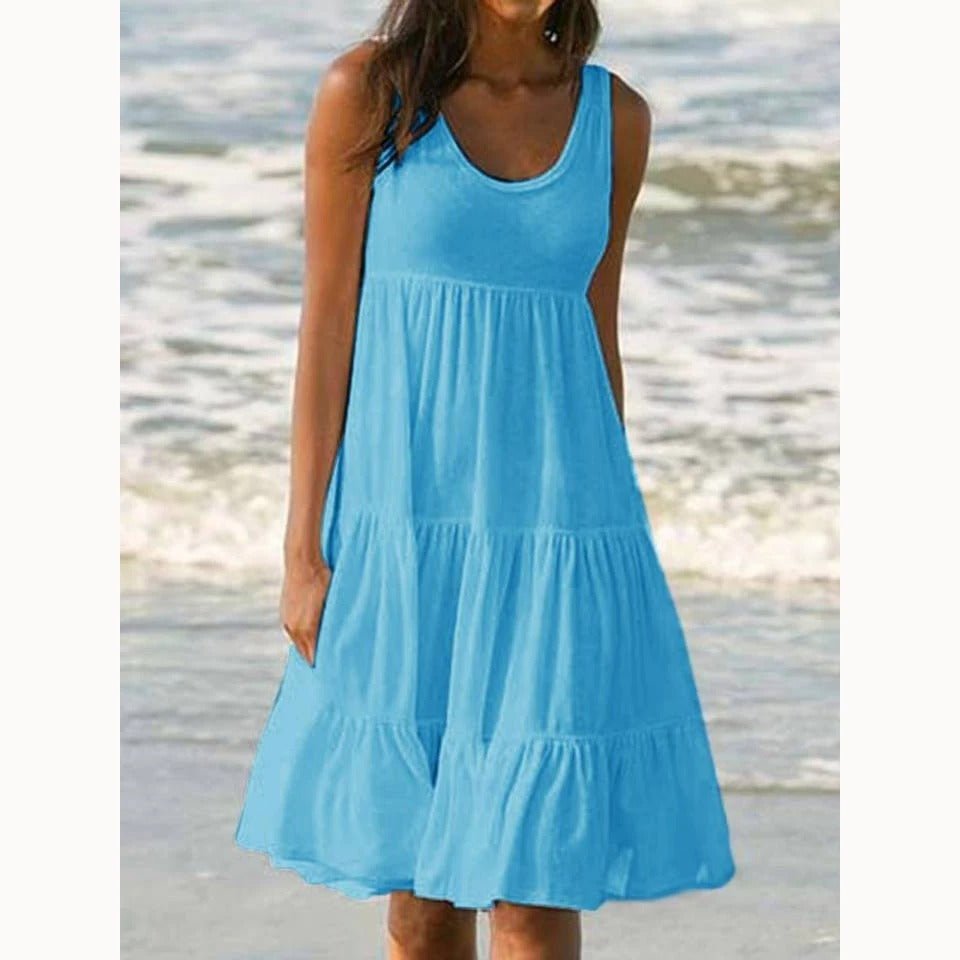 Boho Sleeveless Tiered Midi Dress Summer
