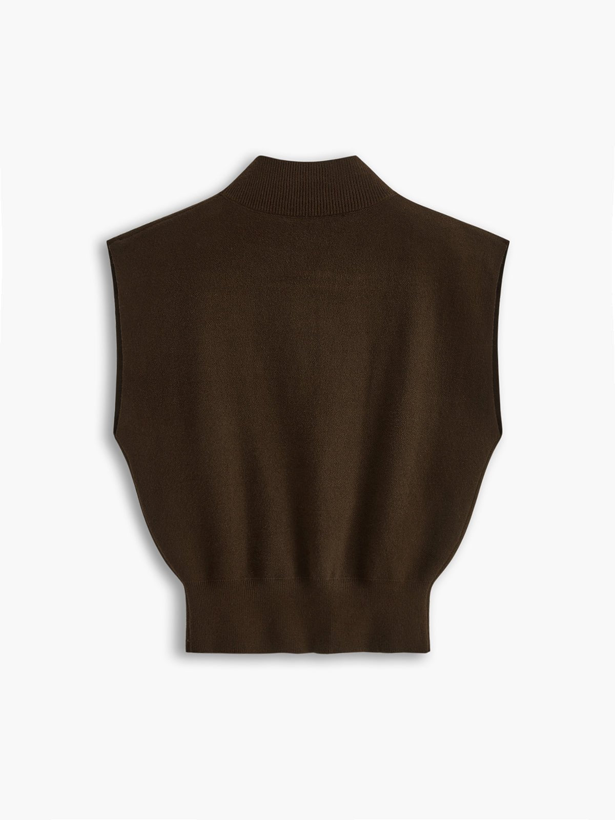 Cargo Style Sleeveless Mock Neck Top Padded Shoulders