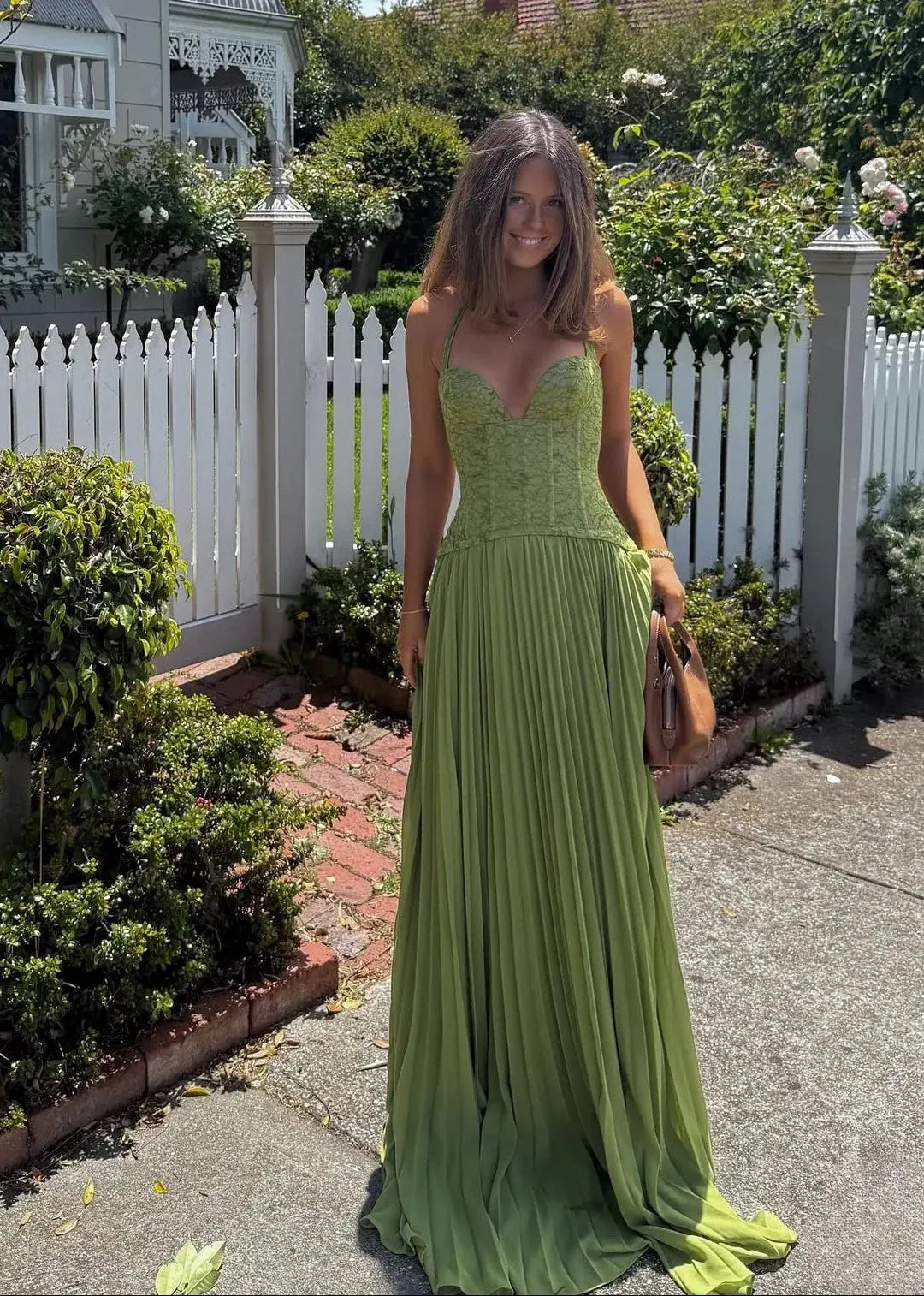 Corset Maxi Dress Halter Neck Pleated Skirt Wedding Guest