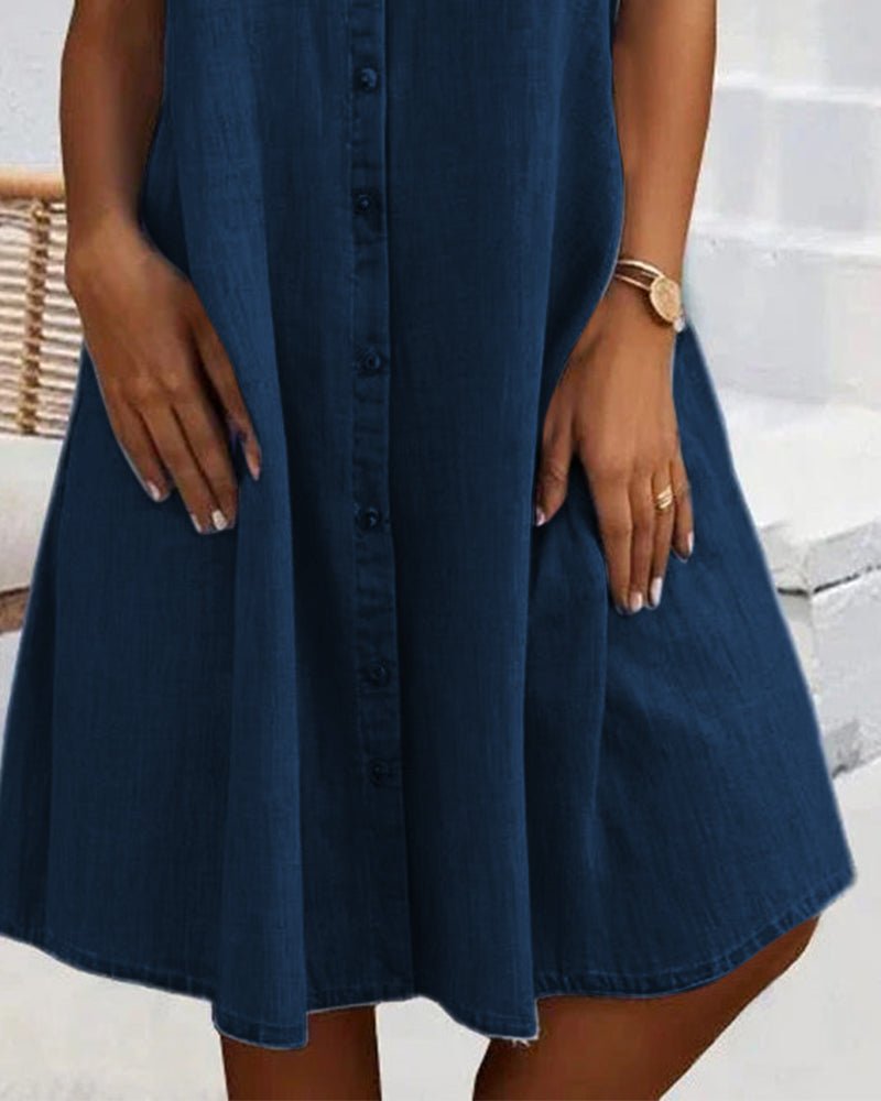 Denim Shirt Dress Button-Down Short Sleeve