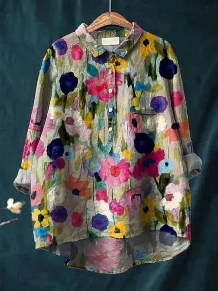 Floral Shirt Long Sleeve Button Up Lightweight Breathable