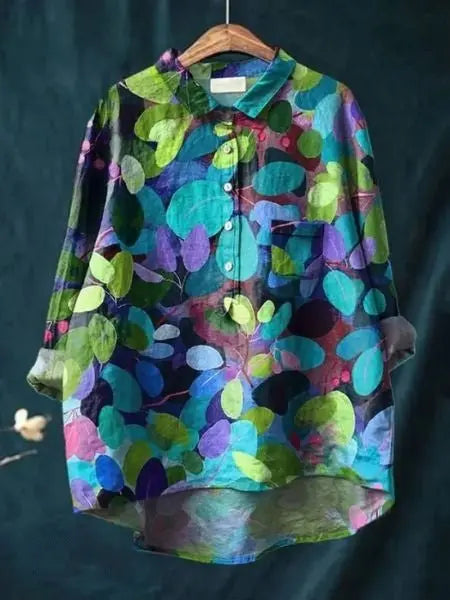 Floral Shirt Long Sleeve Button Up Lightweight Breathable - Floral 7