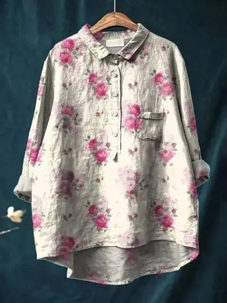 Floral Shirt Long Sleeve Button Up Lightweight Breathable - Floral 8