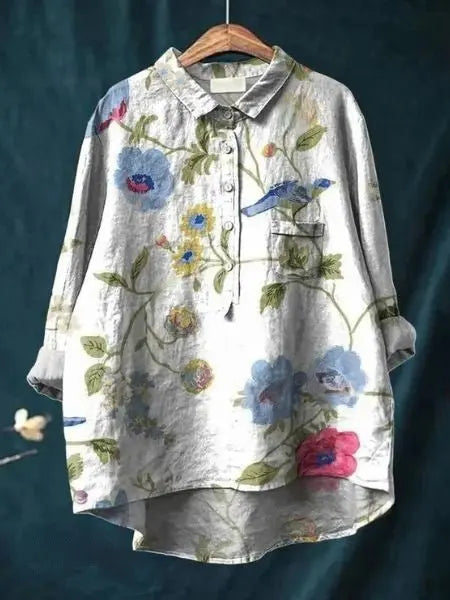 Floral Shirt Long Sleeve Button Up Lightweight Breathable - Floral 9
