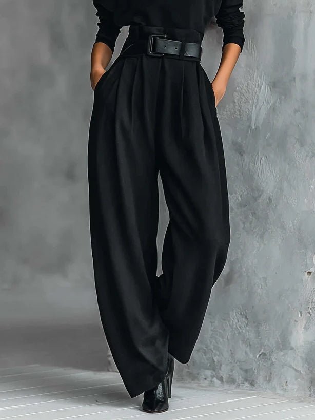 High-Neck Jumper & Trouser Set with Belt