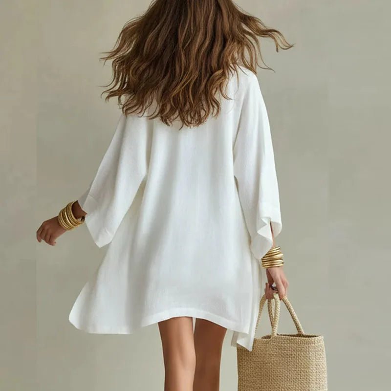 Linen 3 Piece Co-ord Set V-Neck Top Drawstring Shorts