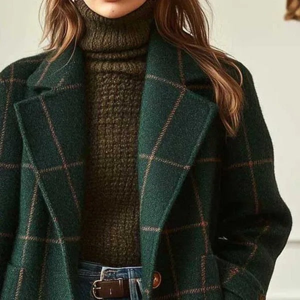 Women's Tailored Wool-Blend Notched-Lapel Button-Front Coat