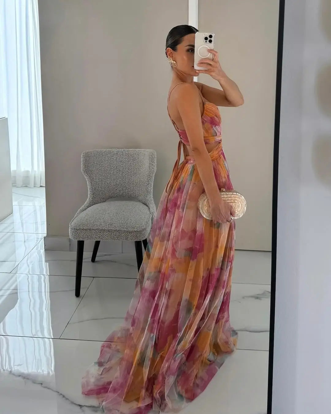 Maxi Wrap Dress Deep V-Neck Bohemian Summer