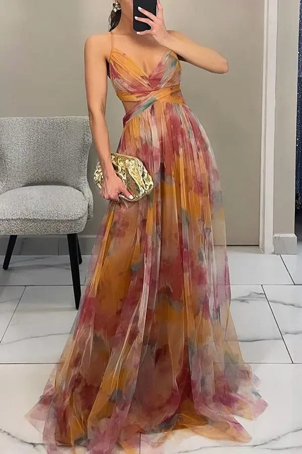 Maxi Wrap Dress Deep V-Neck Bohemian Summer
