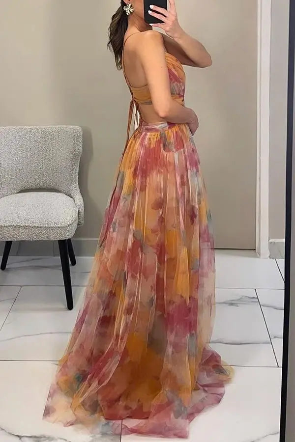 Maxi Wrap Dress Deep V-Neck Bohemian Summer