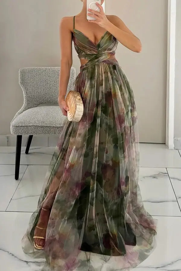 Maxi Wrap Dress Deep V-Neck Bohemian Summer