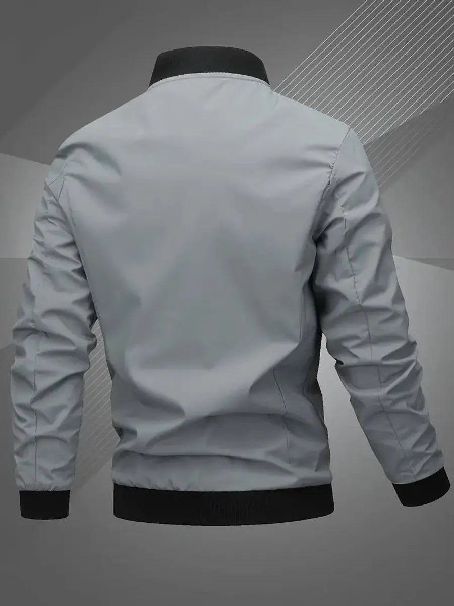 Mens Bomber Jacket Lightweight Zip-Up Baseball Collar Outerwear - Space Grey