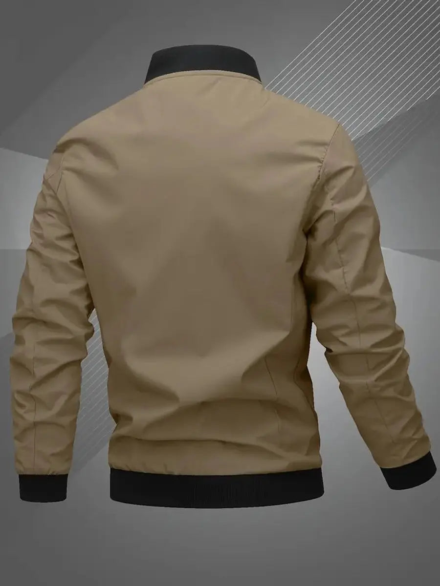 Mens Bomber Jacket Lightweight Zip-Up Baseball Collar Outerwear