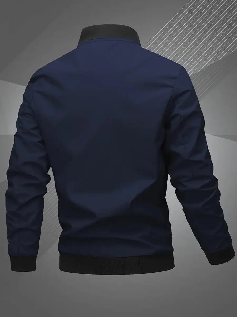 Mens Bomber Jacket Lightweight Zip-Up Baseball Collar Outerwear